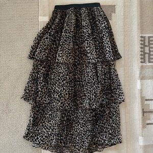 Topshop Leopard Print Tiered Skirt